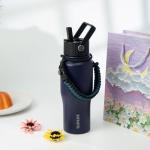 Navy Blue Insulated 35oz Water Bottle with Straw