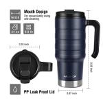 24 oz Insulated Travel Mug with Handle - Navy Blue