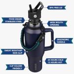 Navy Blue Insulated 35oz Water Bottle with Straw