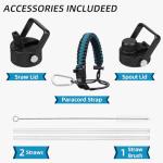 Navy Blue Insulated 35oz Water Bottle with Straw