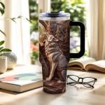 40 Oz Wolf Tumbler with Handle and Straw