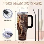 40 Oz Wolf Tumbler with Handle and Straw