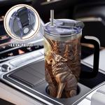 40 Oz Wolf Tumbler with Handle and Straw