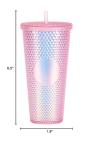 Pink Studded 24 Oz Tumbler with Straw