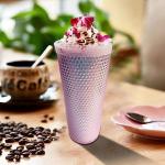 Pink Studded 24 Oz Tumbler with Straw