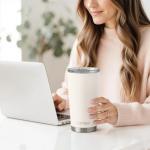 Beige 20oz Stainless Steel Insulated Travel Tumbler