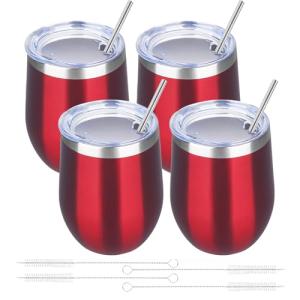 12oz Stemless Travel Tumblers with Lids - 4 Pack