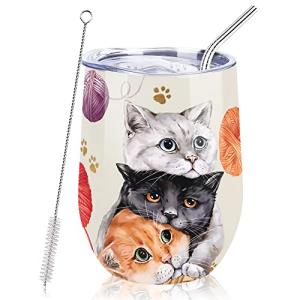 NymphFable 12oz Insulated Cat Wine Tumbler