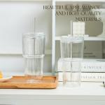 Double Wall Glass Tumblers with Lids and Straws