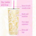 Lilly Pulitzer Gold Insulated Tumbler with Straw
