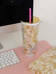 Lilly Pulitzer Gold Insulated Tumbler with Straw