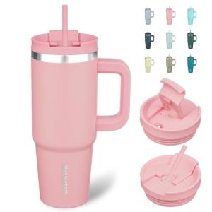 Light Pink 30oz Stainless Steel Tumbler with Handle