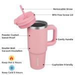 Light Pink 30oz Stainless Steel Tumbler with Handle