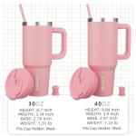 Light Pink 30oz Stainless Steel Tumbler with Handle