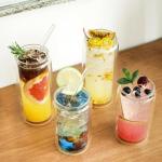 12oz Double Wall Glass Tumblers with Bamboo Lids