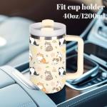 40oz Cat & Flower Tumbler with Handle