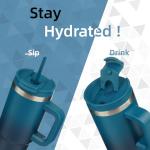 40 oz Insulated Tumbler with Handle and Straws