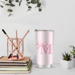 Trendy Pink Bow Monogrammed Tumbler for Teens