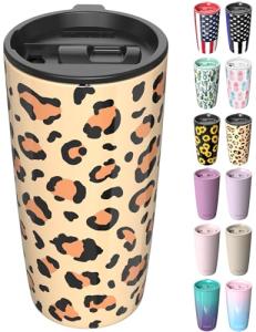 TILUCK 20 oz Leopard Insulated Travel Tumbler