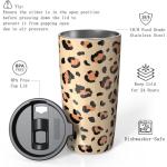 TILUCK 20 oz Leopard Insulated Travel Tumbler