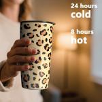 TILUCK 20 oz Leopard Insulated Travel Tumbler