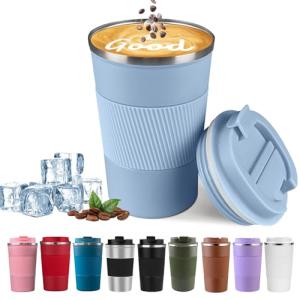 Light Blue Insulated Travel Coffee Tumbler 12oz