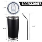 20oz Black Insulated Travel Mug 4 Pack