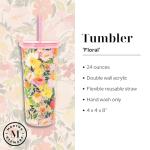 Martha Stewart Floral Insulated Travel Tumbler 24 Oz
