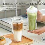 20oz Clear Double Wall Glass Tumblers with Lids