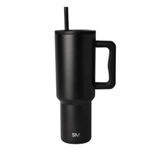 Midnight Black Insulated Tumbler with Handle & Straw