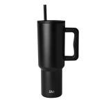 Midnight Black Insulated Tumbler with Handle & Straw