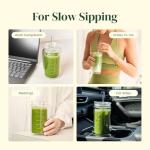 Double-Wall Glass Tumbler with Lid and Straw