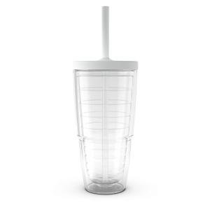 Tervis Clear & Colorful Made in USA Double Walled Insulated Tumbler Travel Cup Keeps Drinks Cold & Hot, 24oz, Gray Straw Lid