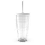 Tervis Clear & Colorful Made in USA Double Walled Insulated Tumbler Travel Cup Keeps Drinks Cold & Hot, 24oz, Gray Straw Lid