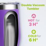 Mollcity Tumbler with Lid and Straw-12 oz Stainless Steel Double Wall Vacuum Insulated Tumbler Cup with Handle (Purple-Purple Pink)