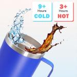 ATQTQ 20 oz Tumbler with Handle and Lid, Stainless Steel Tumbler Insulated Travel Coffee Mug, Spill Proof Double Wall Vacuum Tumbler Cup Keep Drink Hot & Cold, Dark Blue, 1 Pack