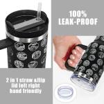 XccMe 63 National Parks Water Bottle with Stickers,40 oz Tumbler with Handle and Straw,2 Lids,40 oz Double Wall Insulated Tumbler,Stainless Steel Leak Proof Tumbler,Travel Coffee Mug (Black)