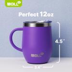 Mollcity Tumbler with Lid and Straw-12 oz Stainless Steel Double Wall Vacuum Insulated Tumbler Cup with Handle (Purple-Purple Pink)