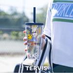 Tervis Clear & Colorful Made in USA Double Walled Insulated Tumbler Travel Cup Keeps Drinks Cold & Hot, 24oz, Gray Straw Lid