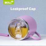 Mollcity Tumbler with Lid and Straw-12 oz Stainless Steel Double Wall Vacuum Insulated Tumbler Cup with Handle (Purple-Purple Pink)