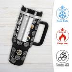 XccMe 63 National Parks Water Bottle with Stickers,40 oz Tumbler with Handle and Straw,2 Lids,40 oz Double Wall Insulated Tumbler,Stainless Steel Leak Proof Tumbler,Travel Coffee Mug (Black)