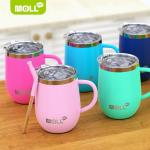 Mollcity Tumbler with Lid and Straw-12 oz Stainless Steel Double Wall Vacuum Insulated Tumbler Cup with Handle (Purple-Purple Pink)