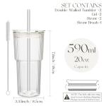 Set of 2 Insulated 20oz Glass Tumblers