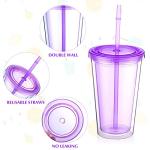 4 Pack Insulated Plastic Tumblers with Lids and Straws