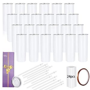 24 Pack White 20oz Skinny Sublimation Tumblers
