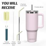 40 oz Insulated Tumbler with Handle and Straw