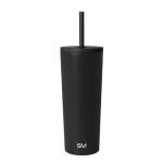 Midnight Black Insulated Tumbler with Straw - 24oz