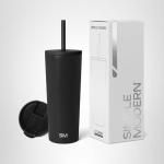 Midnight Black Insulated Tumbler with Straw - 24oz