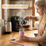 20 oz Amber Glass Tumbler with Lid & Straw