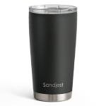 SANDJEST 20oz Black Stainless Steel Travel Tumbler